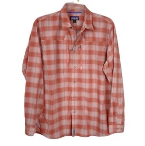Patagonia Hana orange plaid 30 upf hiking shirt L
